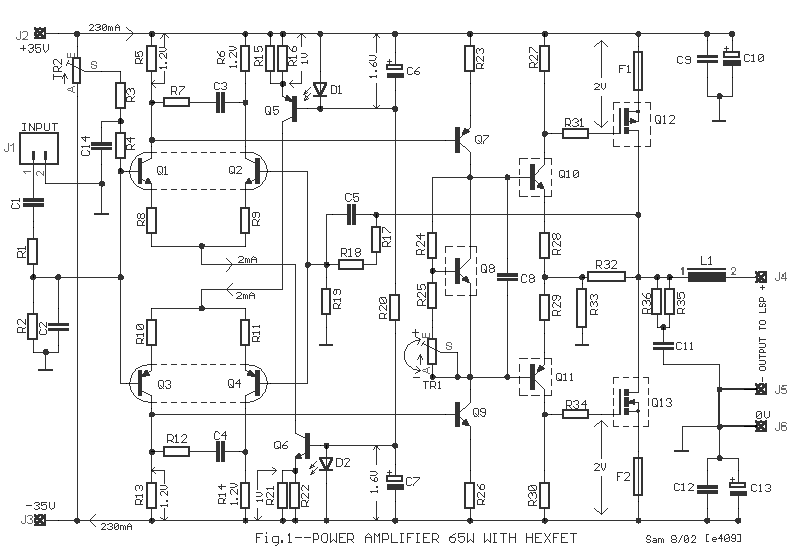 power amp 65w hexfet [circuit]