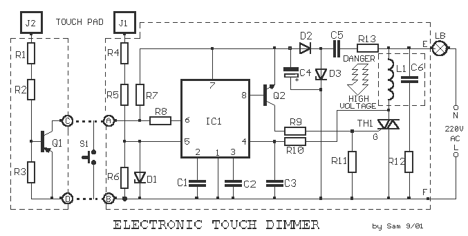 Touch dimmer circuit